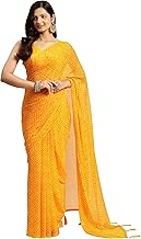 RATAN Women's Chiffon Bandhani Printed Saree without Blouse Piece