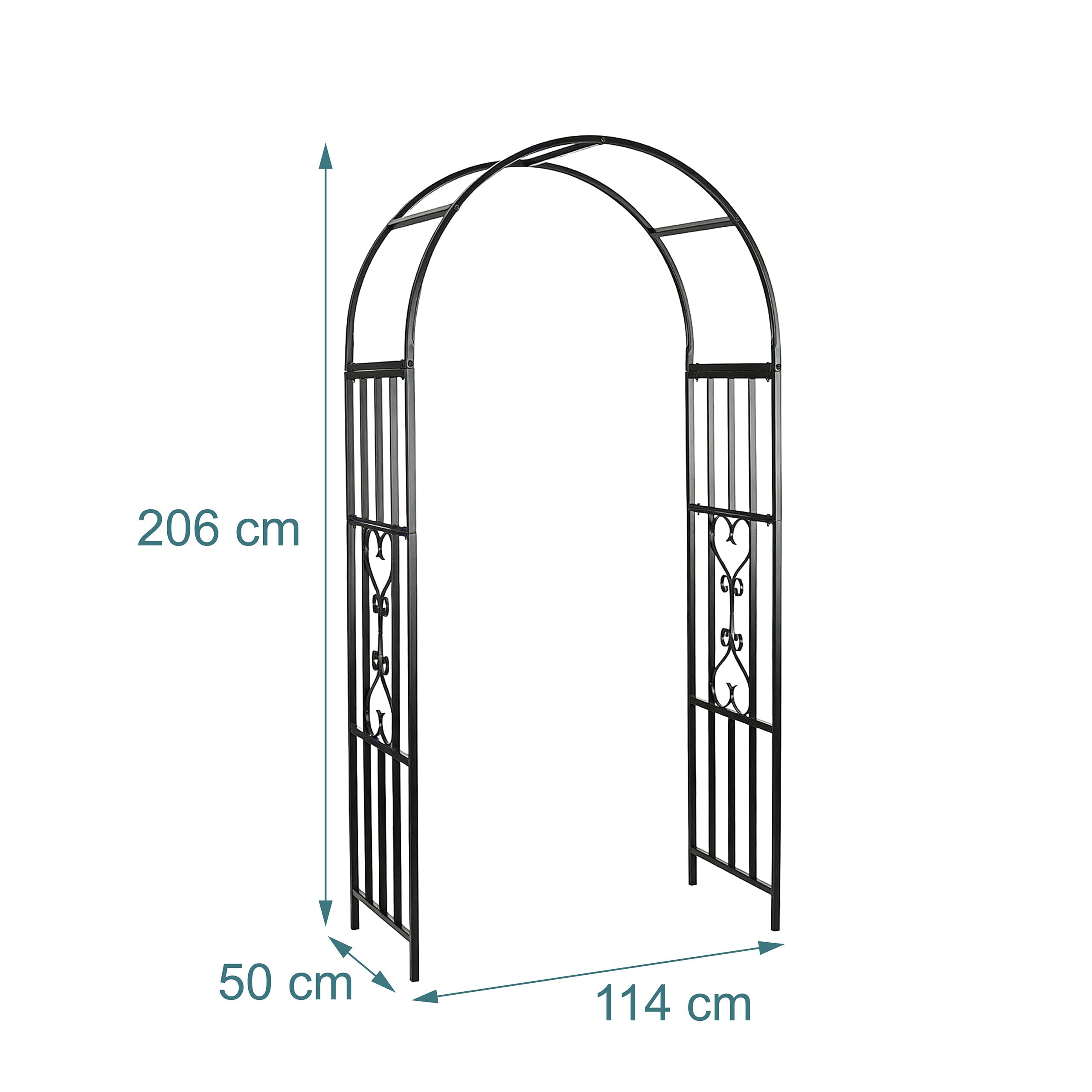 Relaxdays Arche métallique de Jardin pour Plantes grimpantes, 206 x 50 x 114 cm, Noir