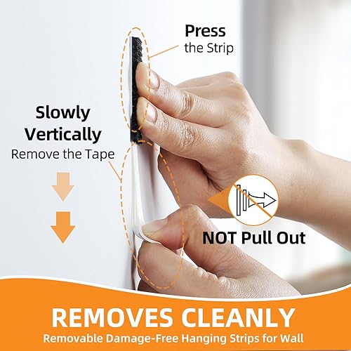 Miniatura 4 de Tiras para colgar cuadros extra grandes, resistentes, 64 tiras sin daños, ganchos de fotos de pared sin clavos, tiras adhesivas de repuesto