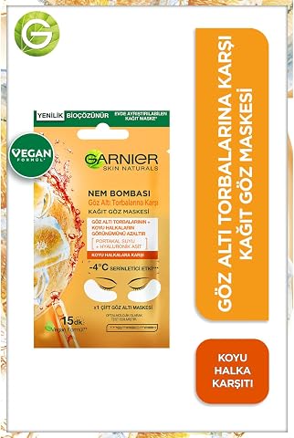 Garnier Nem Bombası Göz Altı Torbalarına Karşı Kağıt Göz Maskesi Portakal Suyu & Hyaluronik Asit