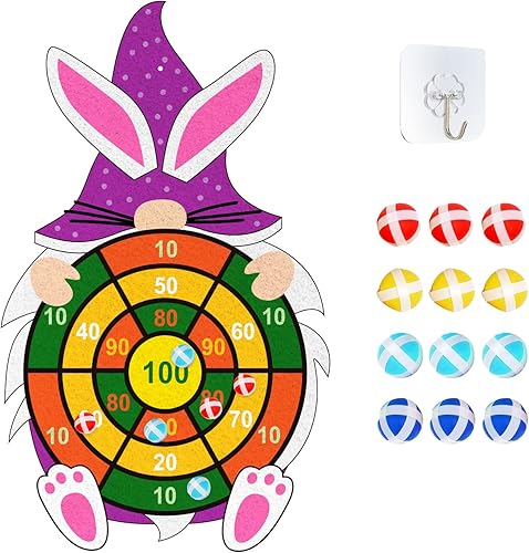 Juego de mesa de dardos temáticos de Pascua, juegos de mesa de fiesta de gnomos con 12 bolas de palo, juegos de feliz Pascua al aire libre para