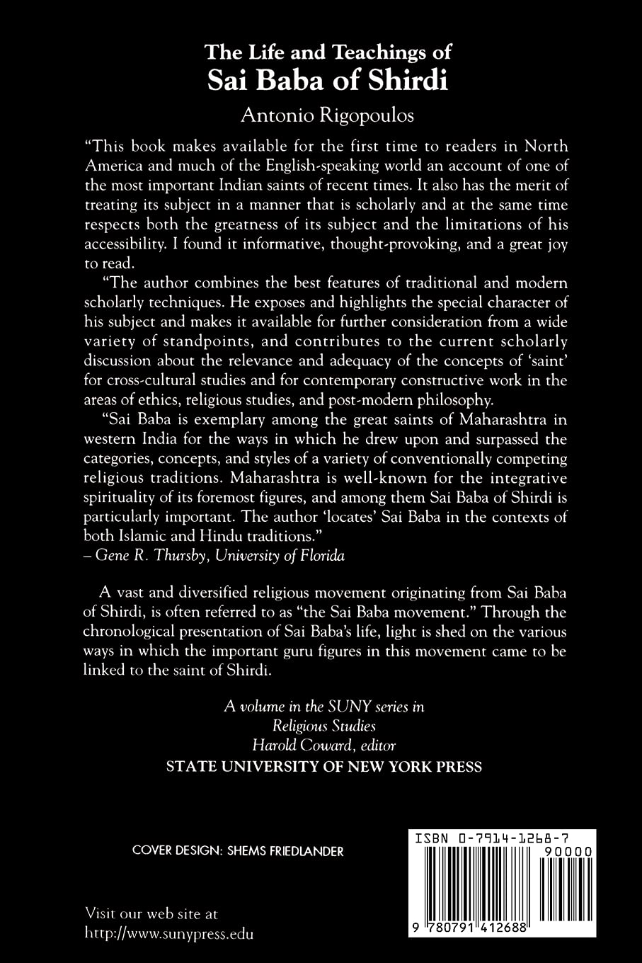 The Life and Teachings of Sai Baba of Shirdi (Suny Series in Religious Studies)
