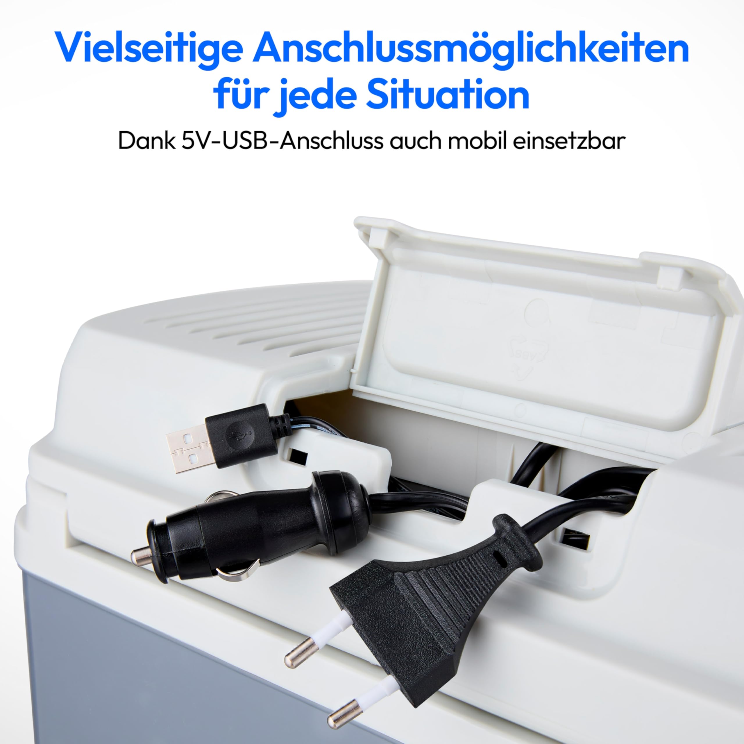 MEDION mobile elektrische Kühlbox 2in1 Kühlen und Wärmen (24 Liter, Thermo-elektrisch, Mini Kühlschrank, 3in1 Anschluss 5V USB, 12V & 230V, für Auto Reisemobil Camping Garten Schwimmbad, MD13011)