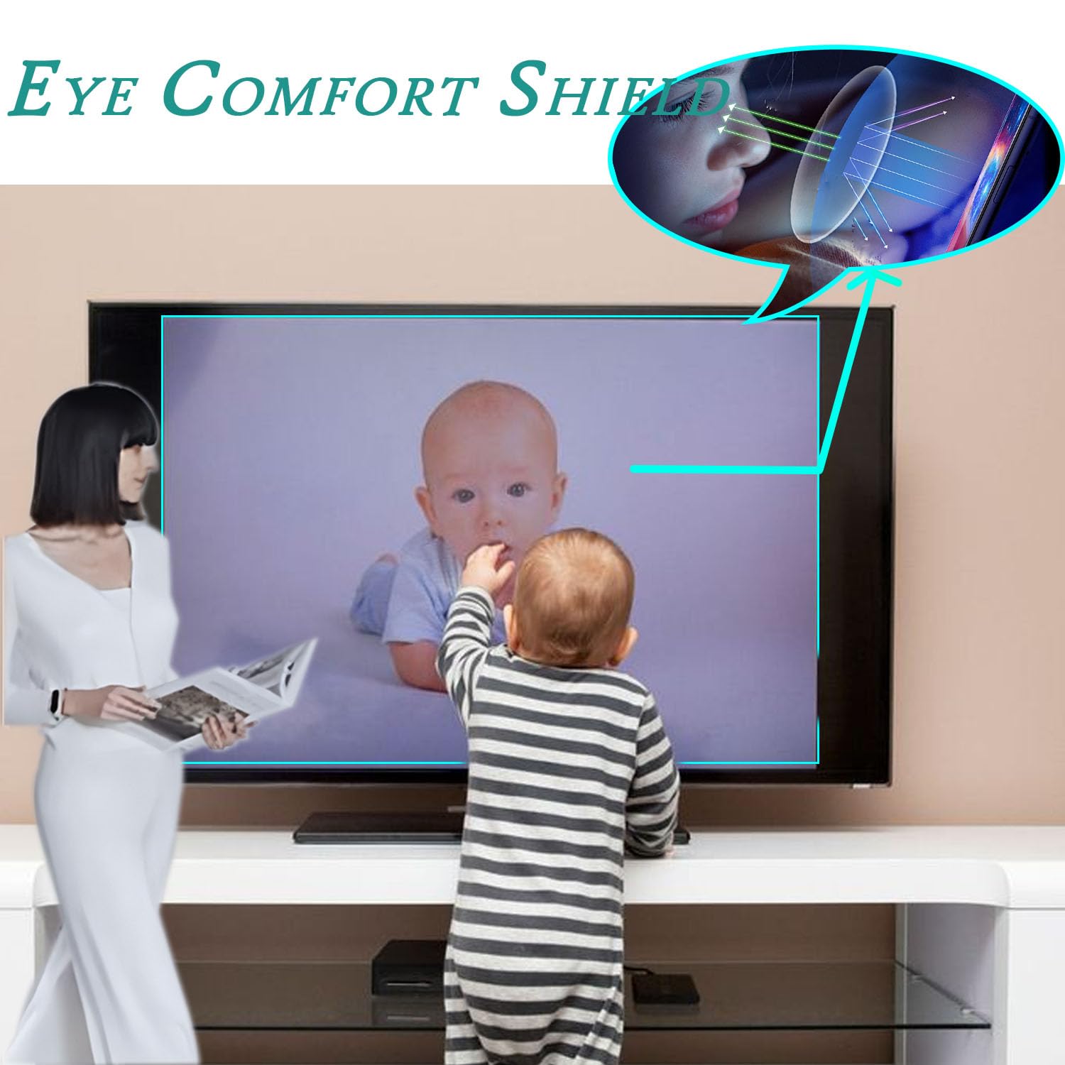 Generisch Bildschirmschutz Für Fernseher Und Monitor, Blaulichtfilter Und Uv-Schutz, Matte Antireflex-Folie, Ultraklare Abdeckung Für Außenbereiche Zum Schutz Der Augen (50" 1101 * 620mm)