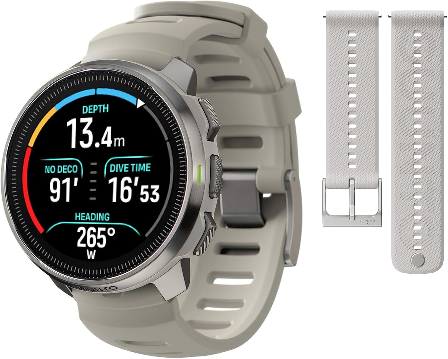 SUUNTO Ocean Dive Computer, Underwater Route Tracking Sand 22 ATH6 Silicone Strap Powder Gray S+M