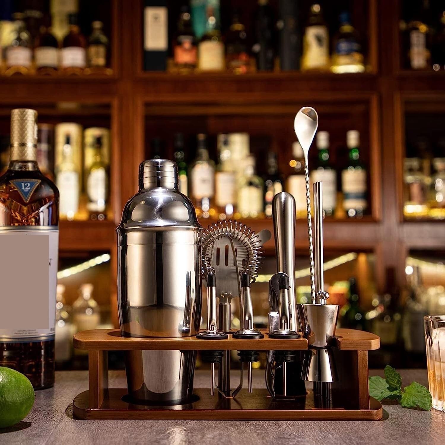 Set Di Shaker Da Cocktail 23 Pezzi In Acciaio Inossidabile Con Supporto Acrilico E Ricettario Kit Professionale Per Bar E Feste~p72865880