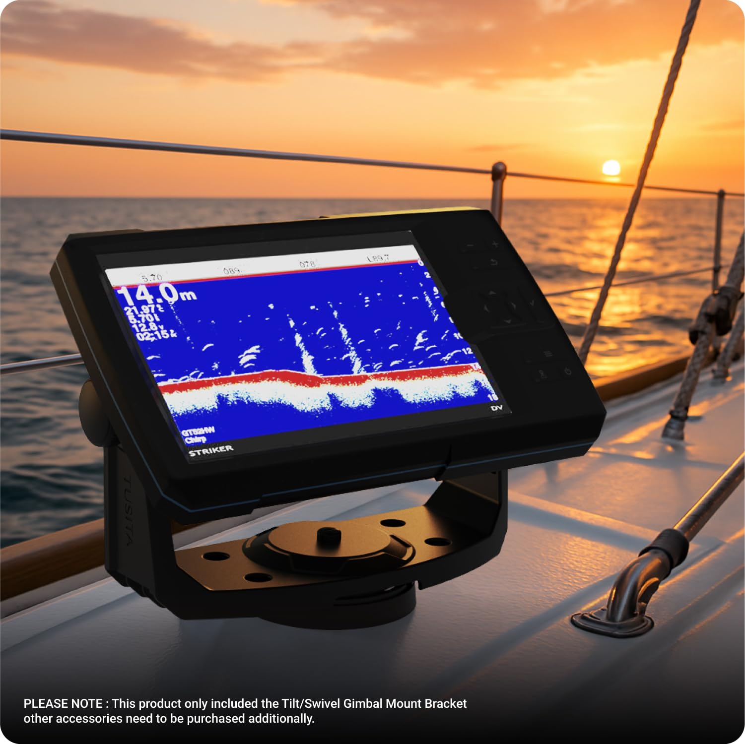 TUSITA Fish Finder - Staffa e manopole per giunto cardanico inclinabile/girevole, compatibile con Garmin Striker 5cv 5dv 7cv 7dv 7sv, Vivid 5cv 7cv 7sv, ECHOMAP UHD2 5" 7" cv 010-12439-01
