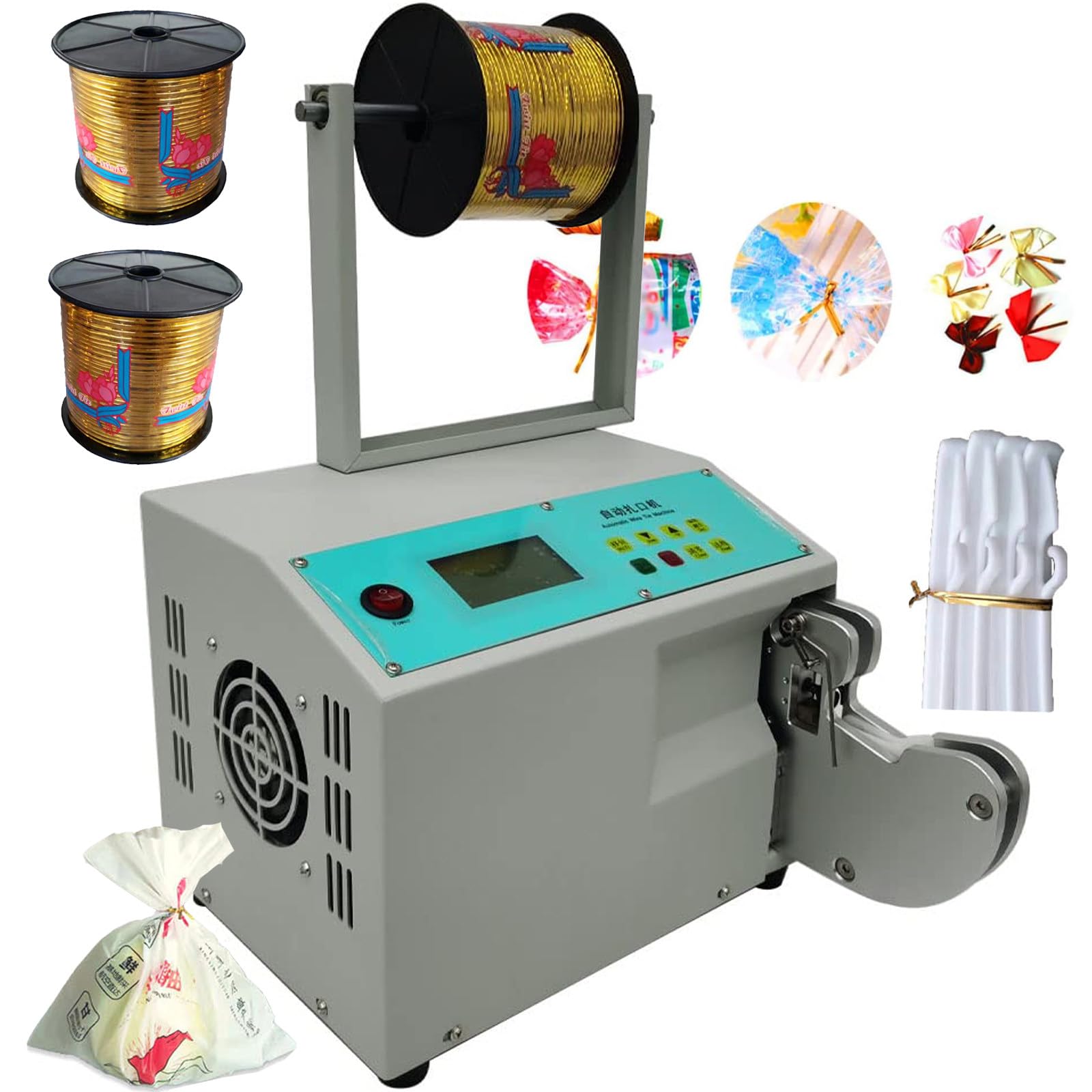 SBCGFY Electric Semi Manul Bag Closer | Automatic Twist Tie Machine +3 Roll 3280Ft/1000M Metallic Wire- Bundl Diameter 0.12-1.26In/Twisting Coil Number