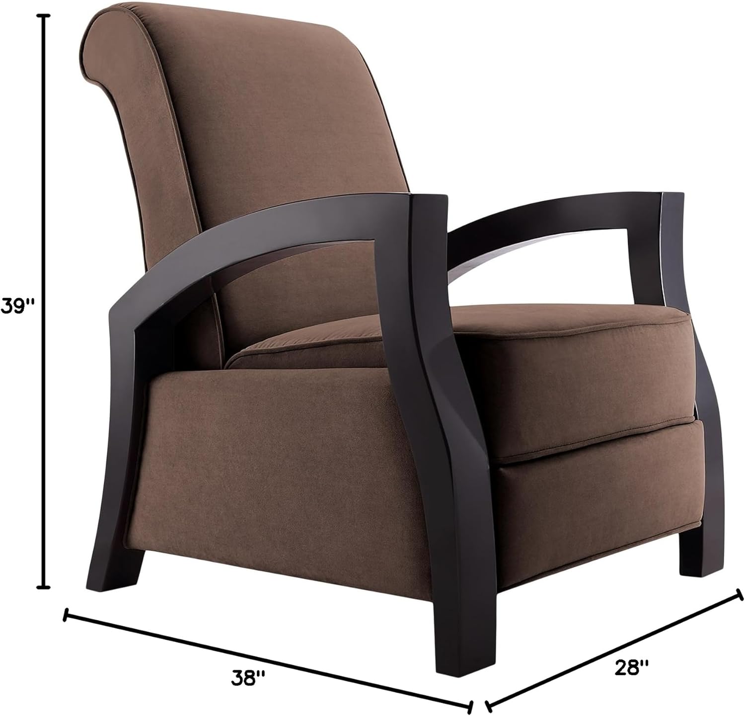 Artiva USA "Kuta Solid Wood Java Black Premium Microvelvet Recliner, Chocolate