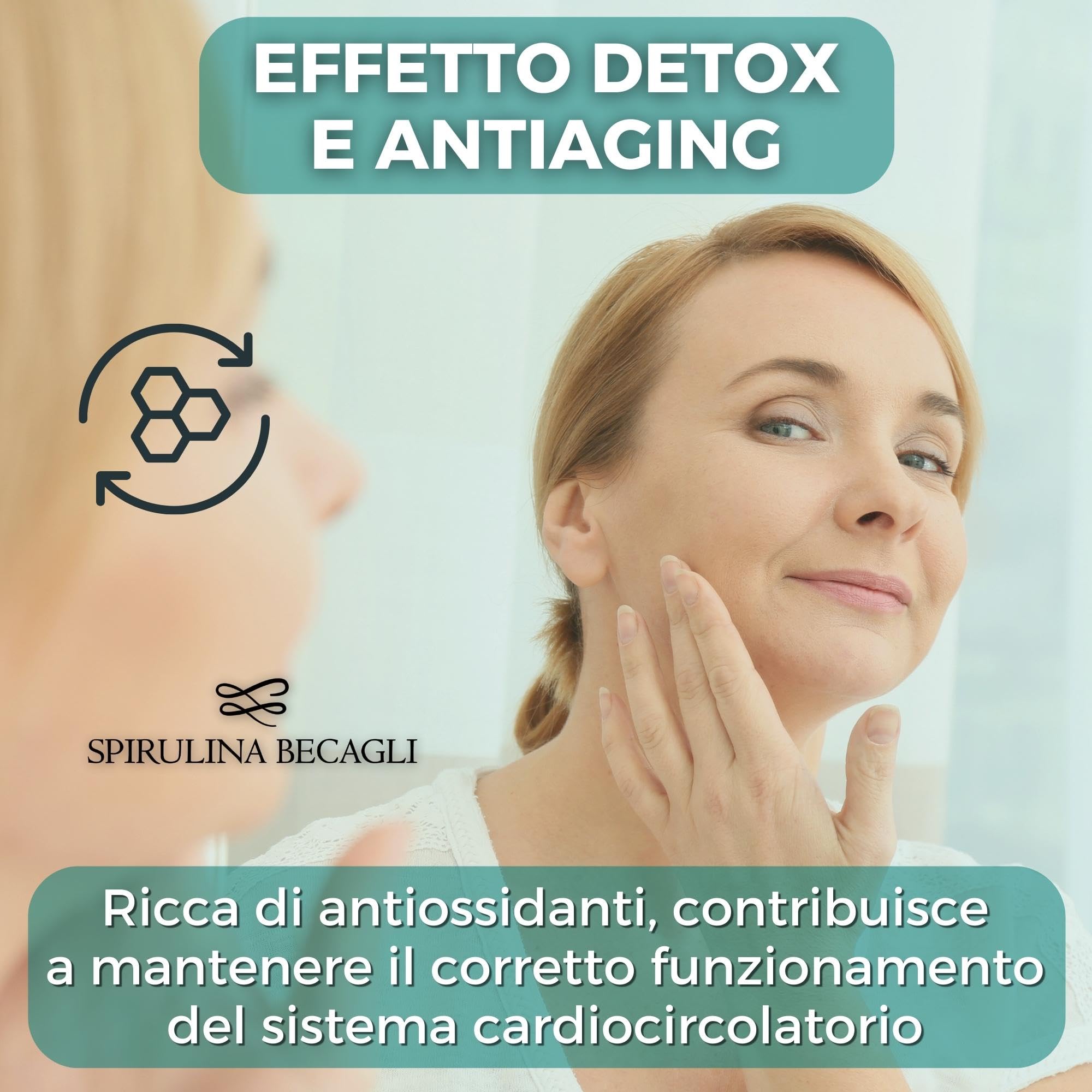 SPIRULINA BECAGLI Spirutab - Spirulina Compresse, Alga Spirulina Integratore Made in Italy, Energia Naturale e Detox, Vegan (180 Compresse (1 Confezione))