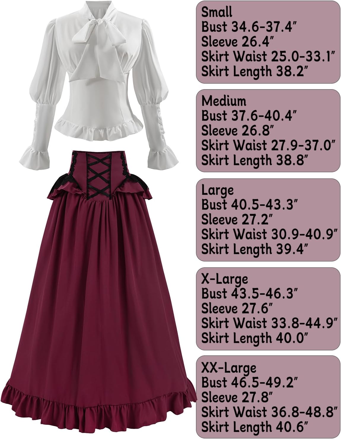 CR ROLECOS Victorian Dress Women 1800s Edwardian Costume 2-Piece Victorian Costume Ball Gown