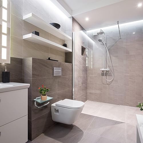 Miniatura 8 de Soporte de papel higiénico autoadhesivo para baño, soporte para papel higiénico montado en la pared, soporte de papel higiénico con estante, soporte