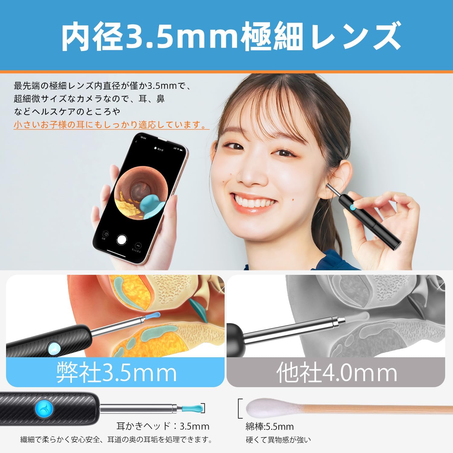 Amazon.co.jp: BEBIRD 耳かき カメラ付き 収納スタンド付き｜3層光学
