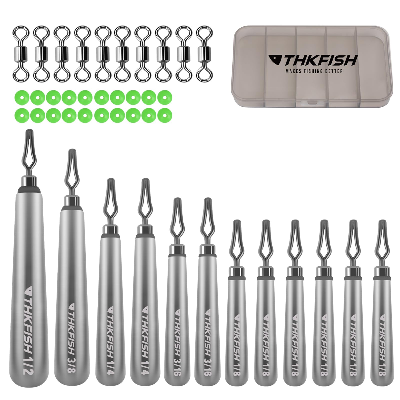 THKFISH Juego de 60 plomos de pesca, kit de pesas Drop Shot y anzuelos Wacky para pesca de róbalo en agua dulce y salada