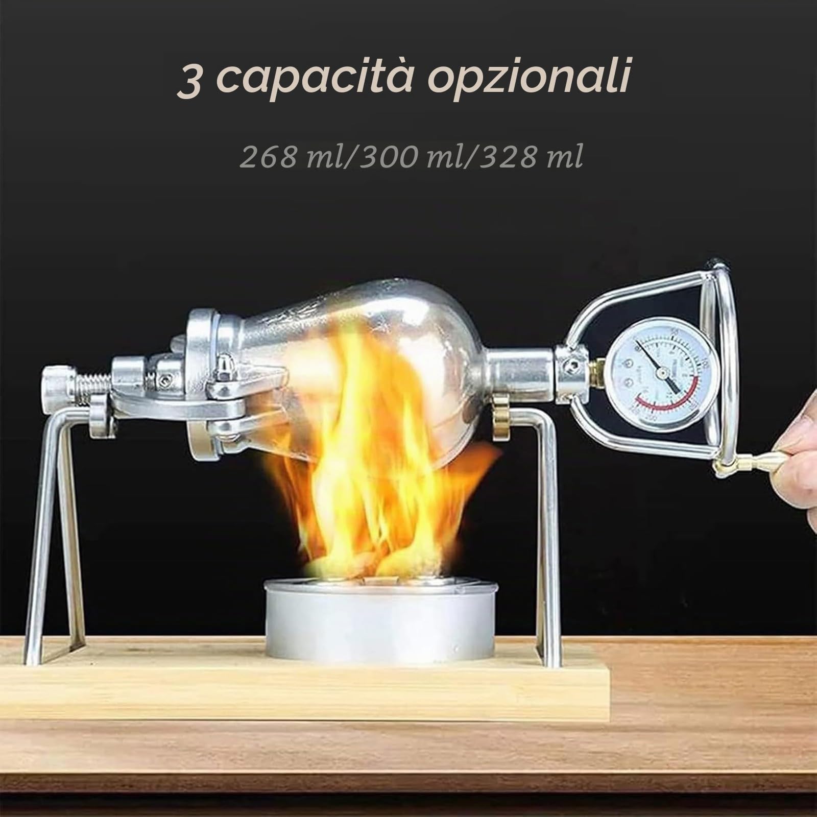 Macchina Riso Soffiato, Macchina Popcorn A Mano, Cannone Popcorn Cinese, Piccolo Popcorn da Fornello, Macchina per Popcorn A Pressione retrò per La Casa(268ML)