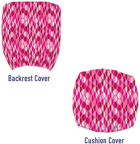 Miniatura 3 de Ambesonne Funda para silla de oficina fucsia, círculos ovalados verticales, imagen abstracta de hojas redondas, funda decorativa de tela elástica y
