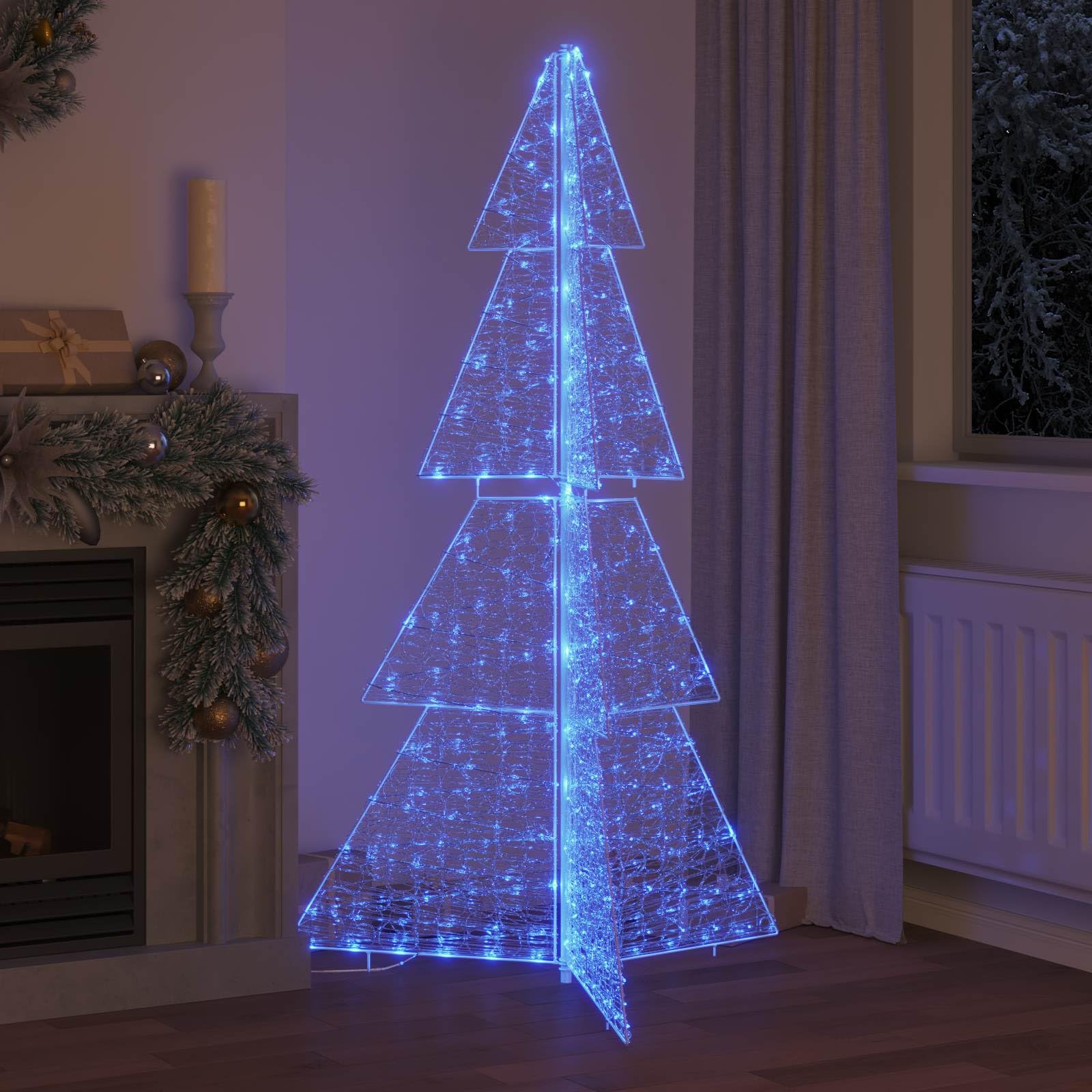 Choinka z 240 diodami LED, niebieska, 180 cm, akrylowa, nowoczesne drzewko dekoracyjne do dekoracji wewnątrz i na zewnątrz, ze złączem USB, trwały materiał, idealna na Boże Narodzenie, Adwent