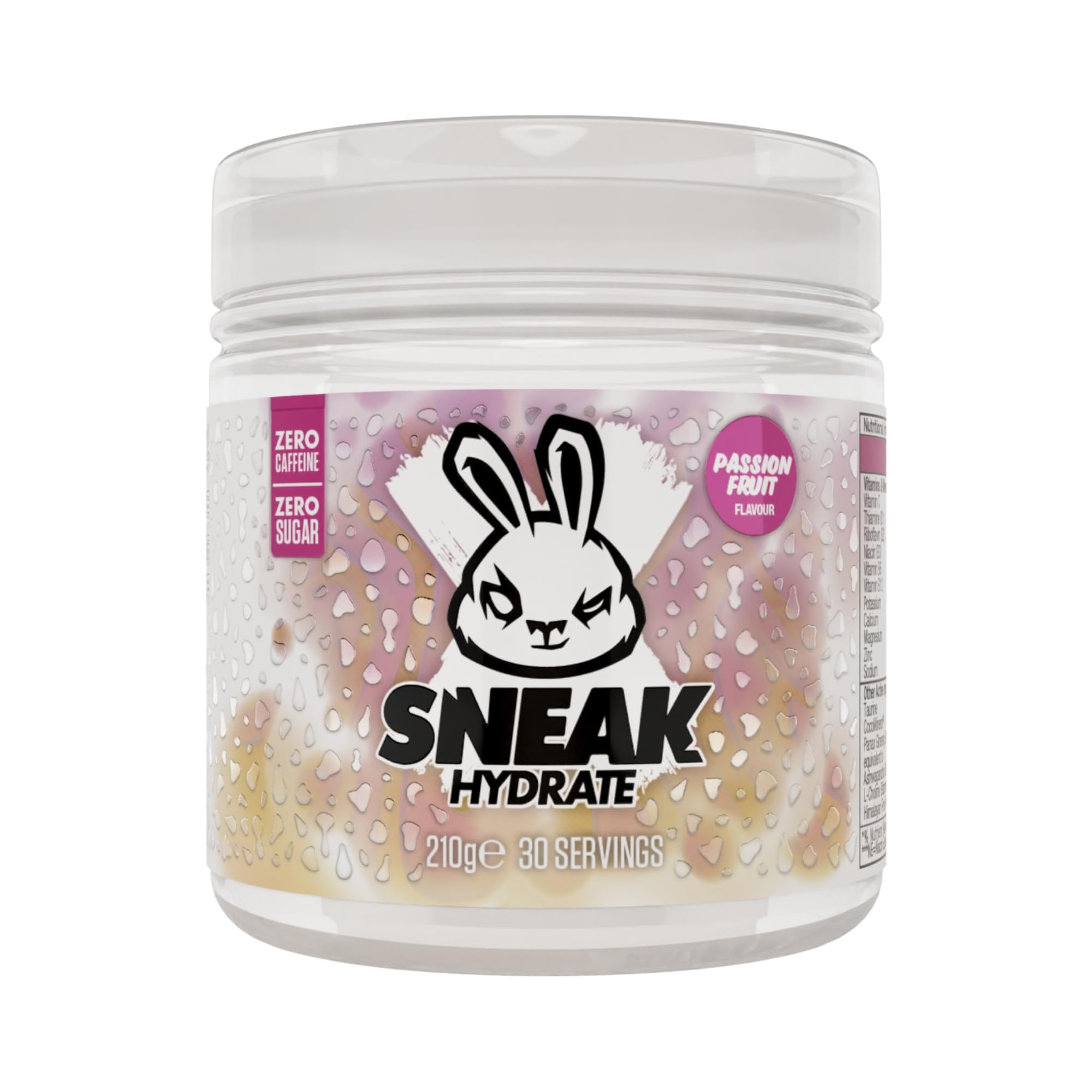 SNEAK Hydrate | Passion Fruit | Coconut Water with Electrolytes, Zero Caffeine, Zero Sugar, Natural Flavours & Colours, Ashwagandha KSM-66 | 30 Servings