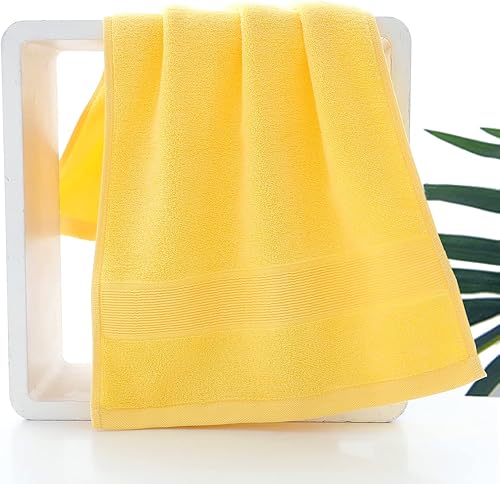 Miniatura 7 de Pidada Juego de 2 toallas de mano 100% algodón, absorbentes, suaves, para baño, 13.8 x 29.5 pulgadas (amarillo)