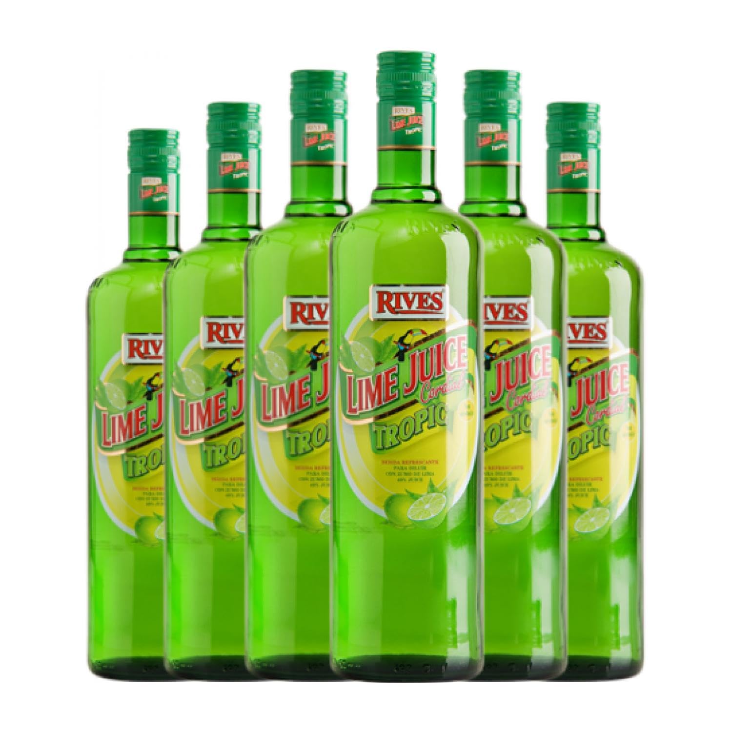 Schnapp Rives Lime Juice Tropic Botella Misil 1 L (Caja de 6 Botella Misil de 1 L)