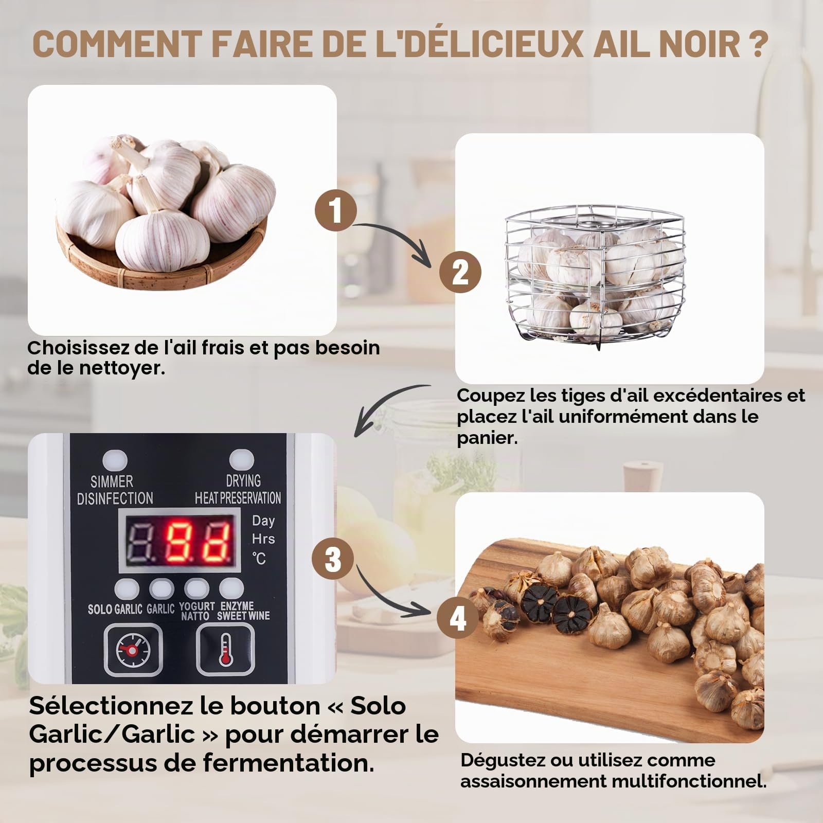 YUCHENGTECH Fermenteur Ail Noir Automatique 6L Fermenteur D'ail Noir Intelligent, Fermenteur pour Yogurt Tempeh e Natto avec Contrôle du Temps et de la Température - Contrôle de Séchage Indépendant