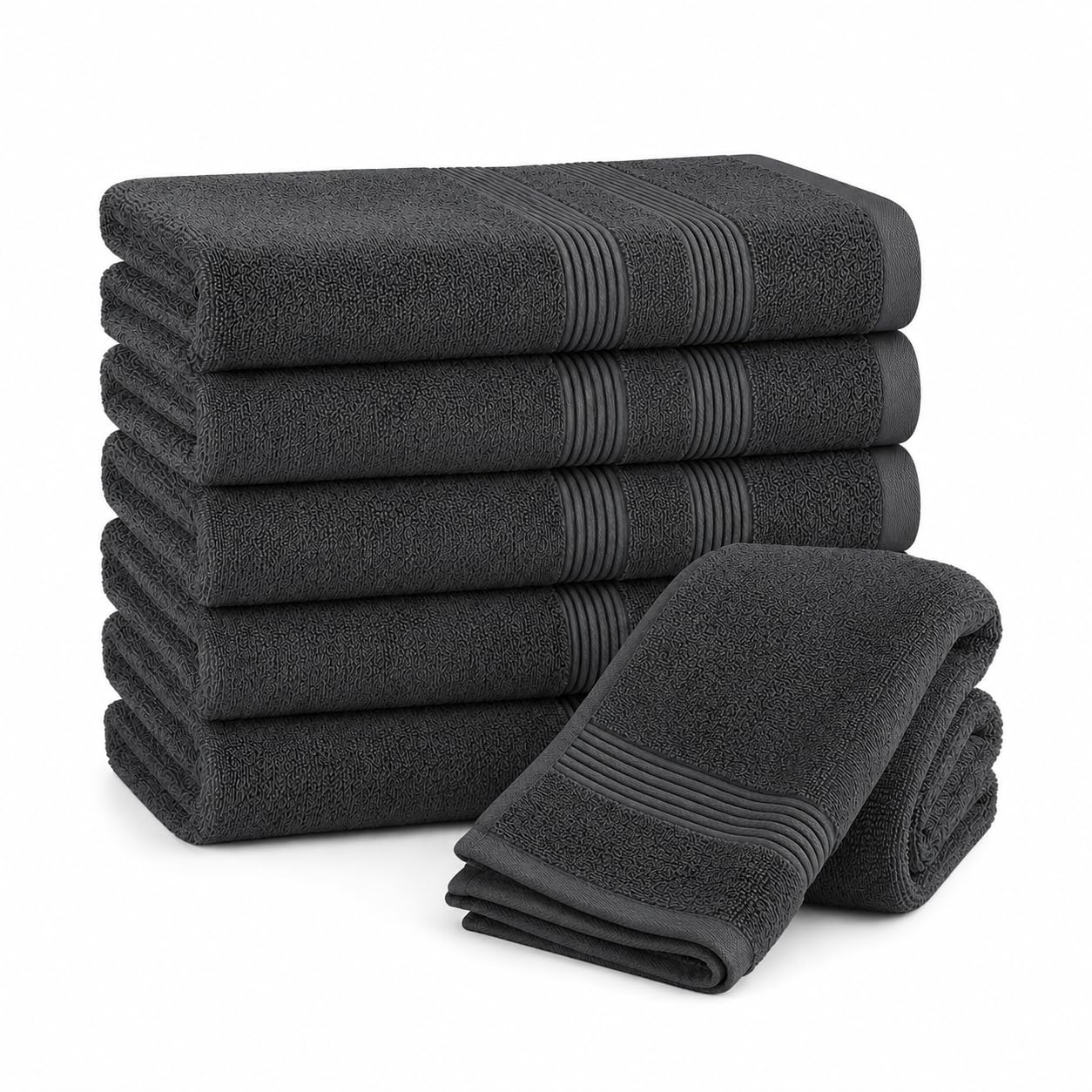 Hand Towels Pack of 48 – 100% Ring Spun Cotton Hand Towels for Bathroom | 500 GSM Royal Egyptian Soft Highly Absorbent Hand Towel – 50 X 80 cm Hand Towels with Ribbed Border for Spa, Hotel & Bathroom — image 1