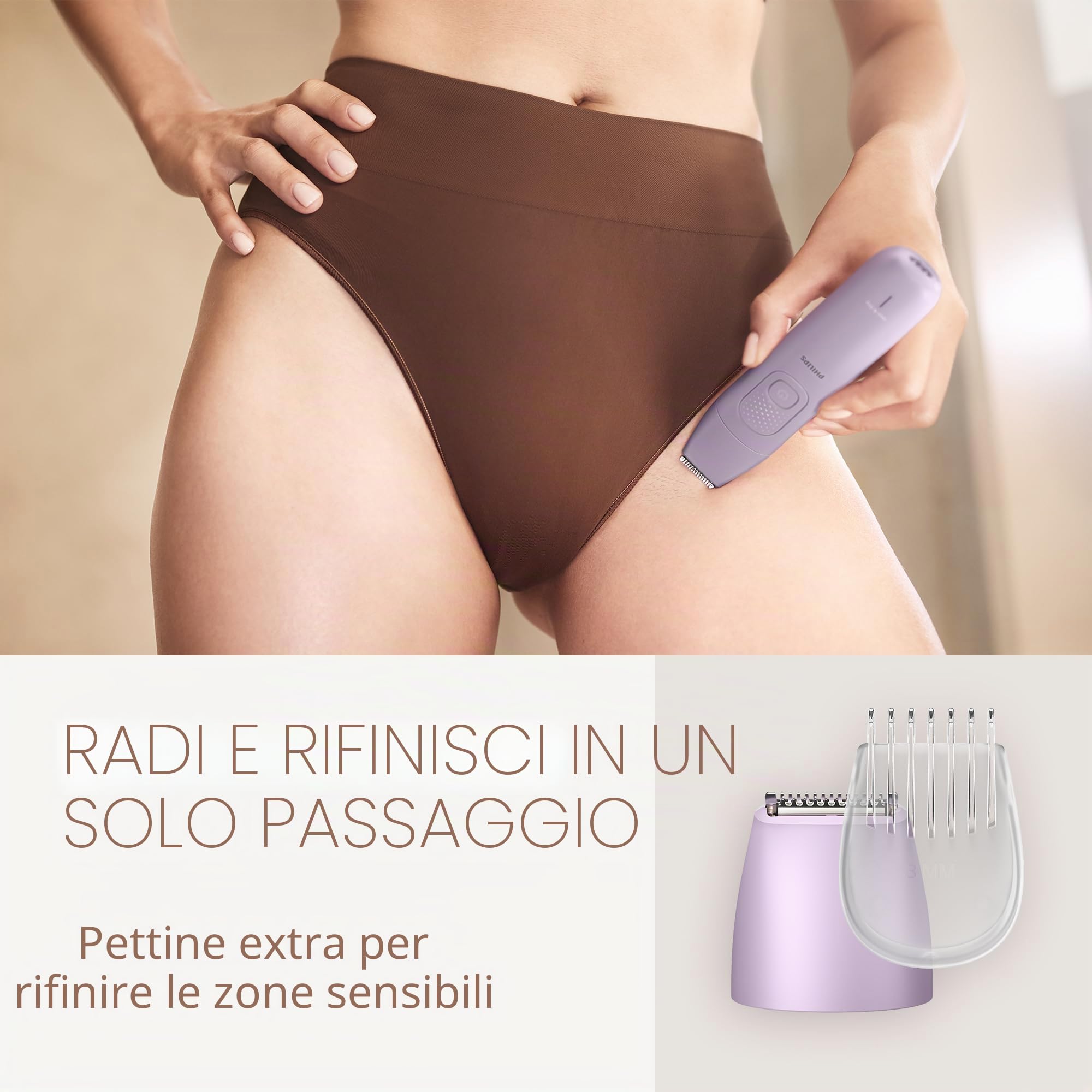 Philips Lady Shaver, Nass-/Trockenanwendung, Akkubetrieb, Bikinitrimmeraufsatz speziell f?r Bikinizo (BRL138/00)