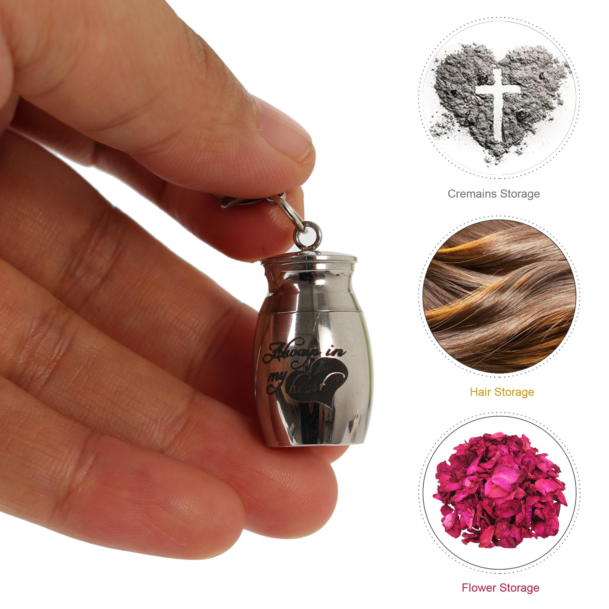 Contid - Piccola urna per ceneri umane, in acciaio inox, mini urna per ceneri umane, decorazione per albero di cremazione, regalo commemorativo per condividere le ceneri