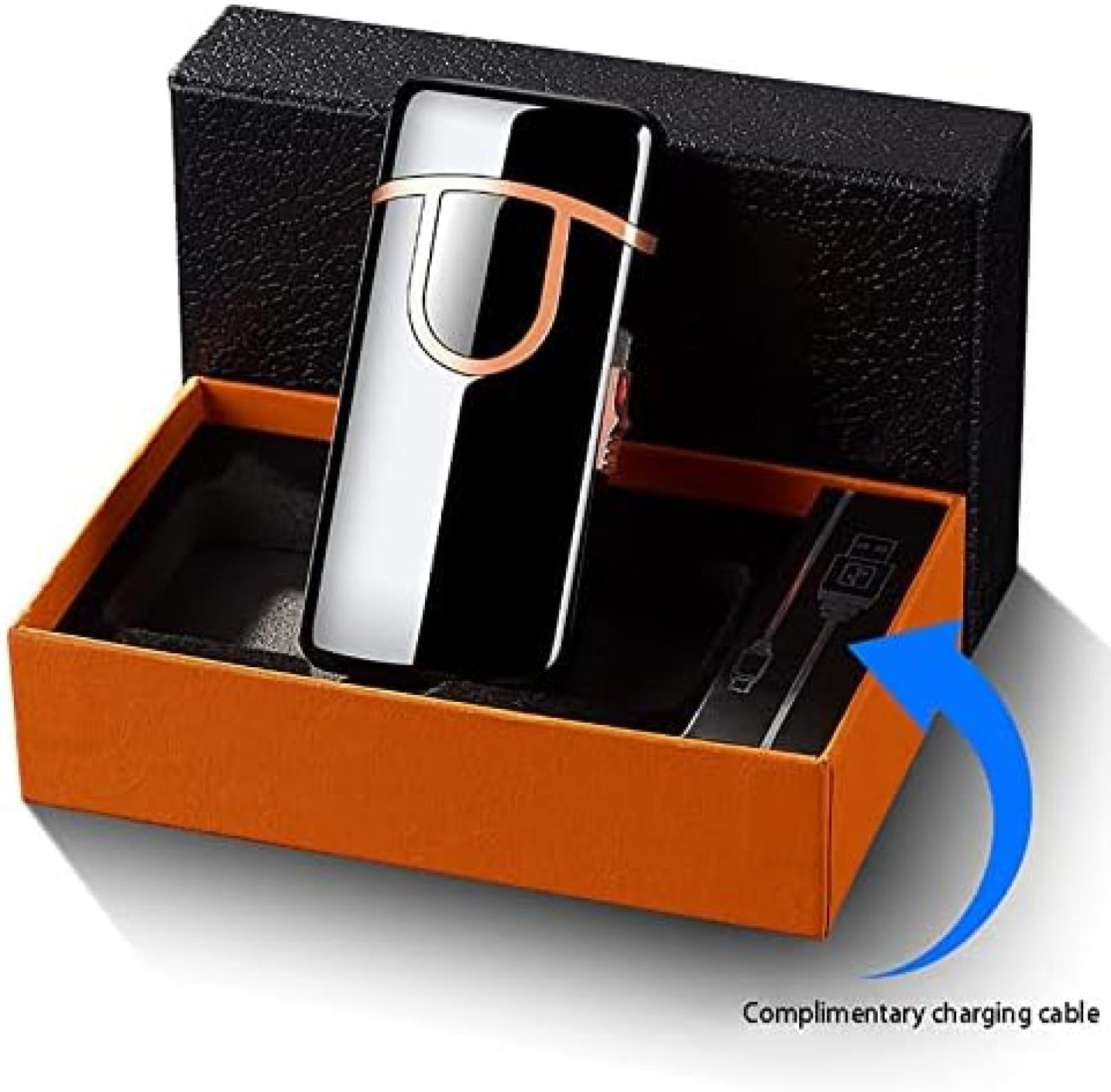 Briquet Électrique, Rechargeable Au Butane, Coupe-Vent, Plasma, Portable, Rechargeable par USB avec Affichage LED, Briquet 2 en 1 pour Feu, Barbecue,Argent,bonny369