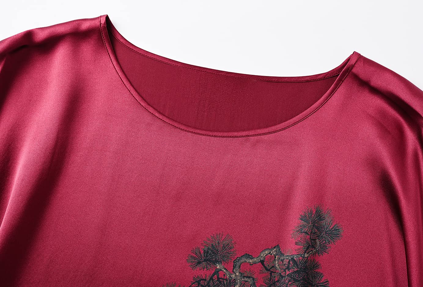 Damen Kurz Robe Bademantel aus 100% Seide, Nachthemd Pyjama