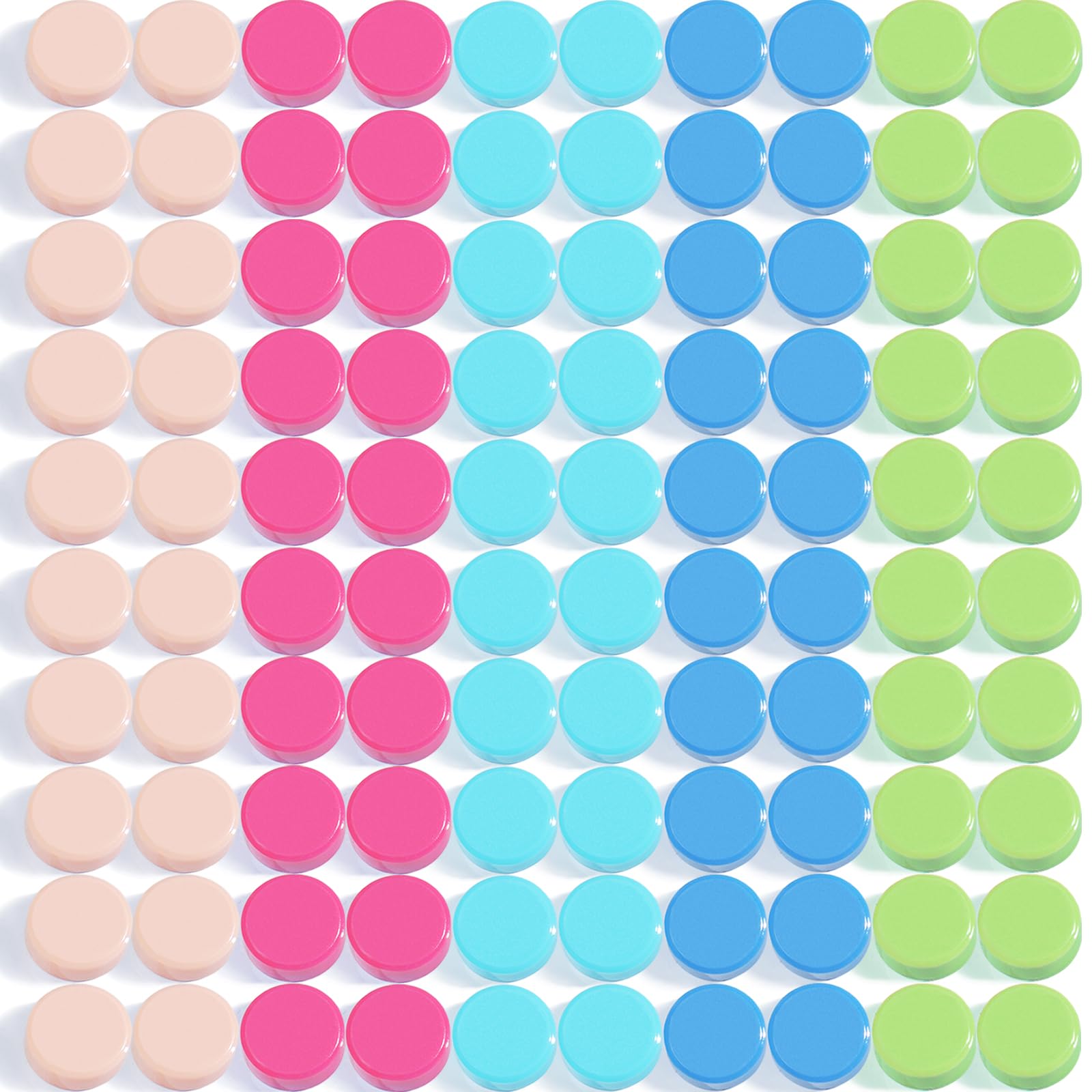 DUJEQM 100 Pcs Fridge Magnets - Small Round Strong Magnet, Heavy Duty Mini Whiteboard Magnets for Notice Board, Refrigerator, Office, School & Crafts - Decorative Cute Magnets for Fridge in 5 Colours
