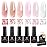 modelones Builder Nail Gel Polish Set, Base Colors Jelly Nude Pink Hard Strengthener Rubber Gel Polish 8-in-One Extension LED Nail Lamp Cured 6 Colors
