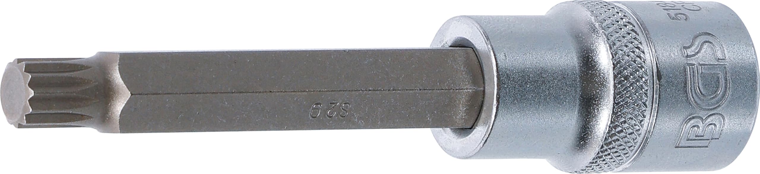 BGS 5184-M9 | Bit Socket | length 100 mm | 12.5 mm (1/2") Drive | Spline (for XZN) | M9