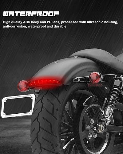 Miniatura 10 de NTHREEAUTO Luz trasera de freno LED con borde trasero cortado para motocicleta, señales de giro integradas compatibles con Harley Sportster XL883N