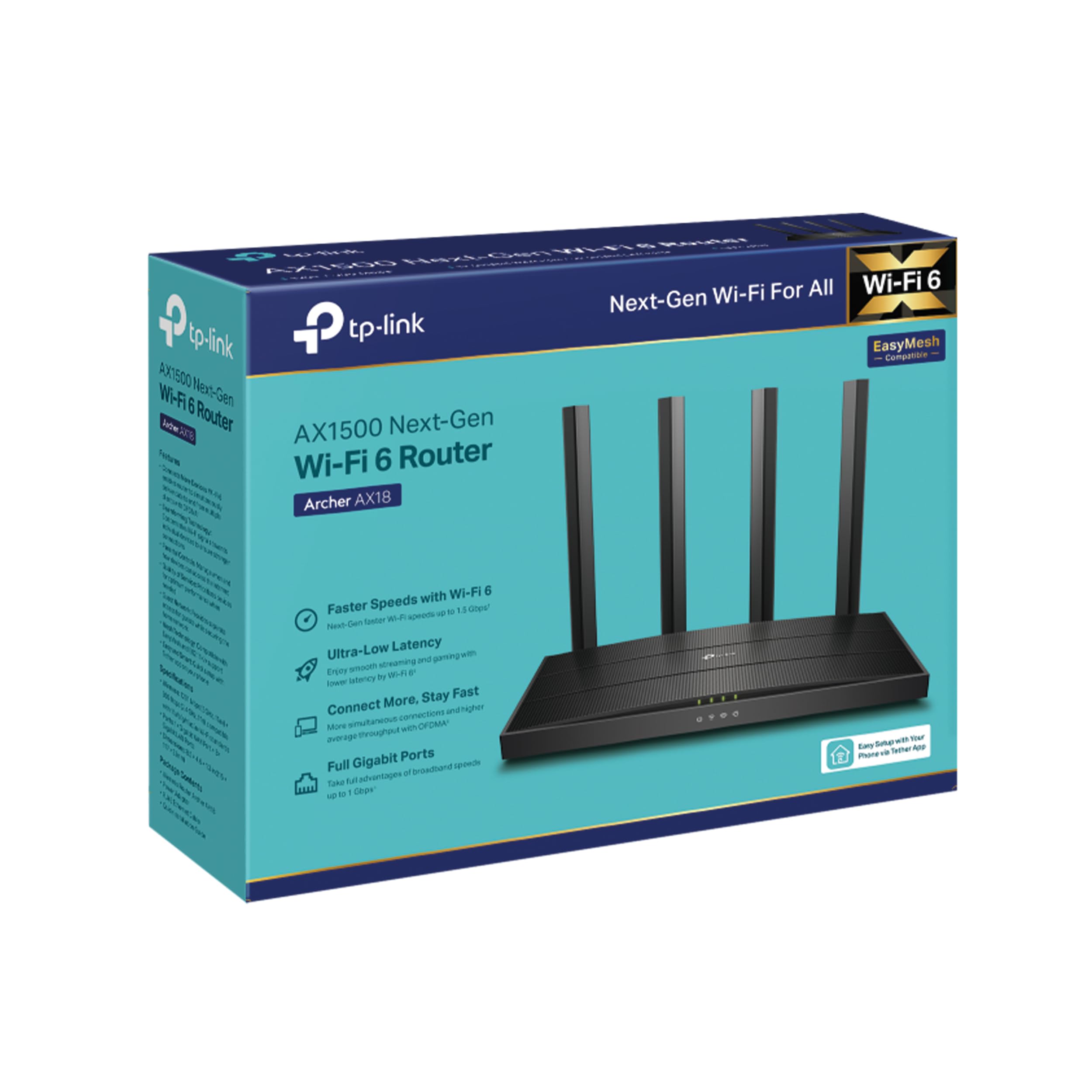 TP-Link Archer AX18 Router, Czarny, 4 porty