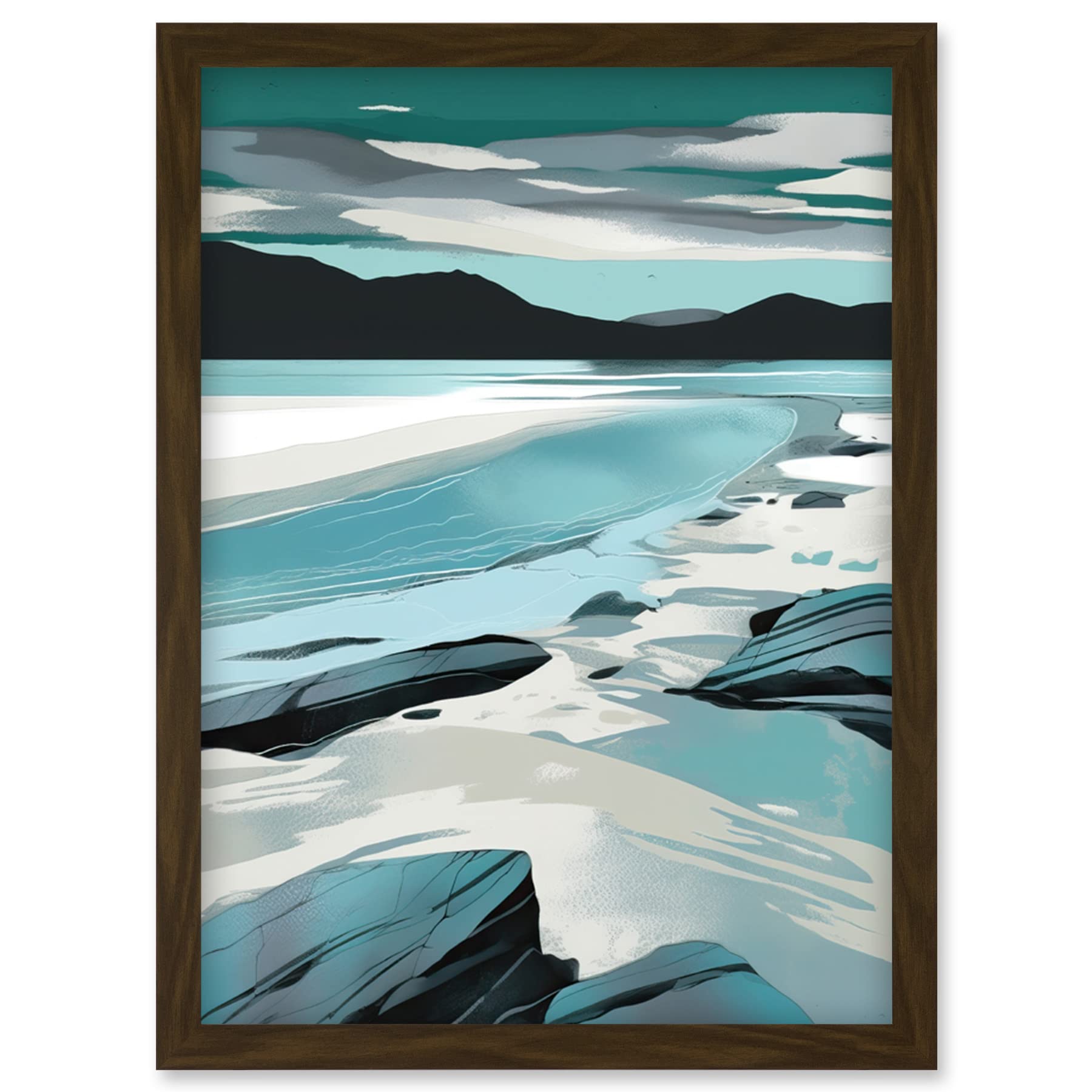 Artery8 Luskentyre Beach Isle of Harris Coastal Landscape Artwork Framed Wall Art Print A4
