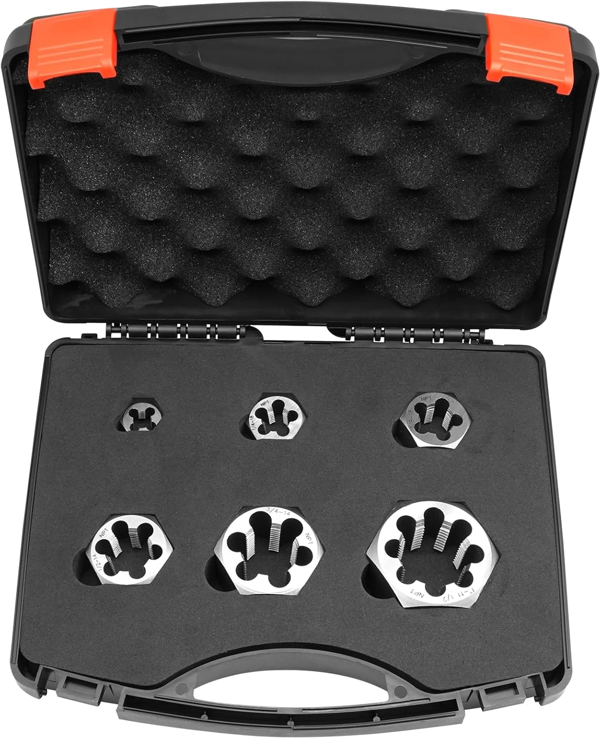 NPT Pipe Die Set 6 Piece Die Set Carbon Steel 1/8"-27 1/4"-18 3/8"-18 1/2"-14 3/4"-14 1"-11 1/2