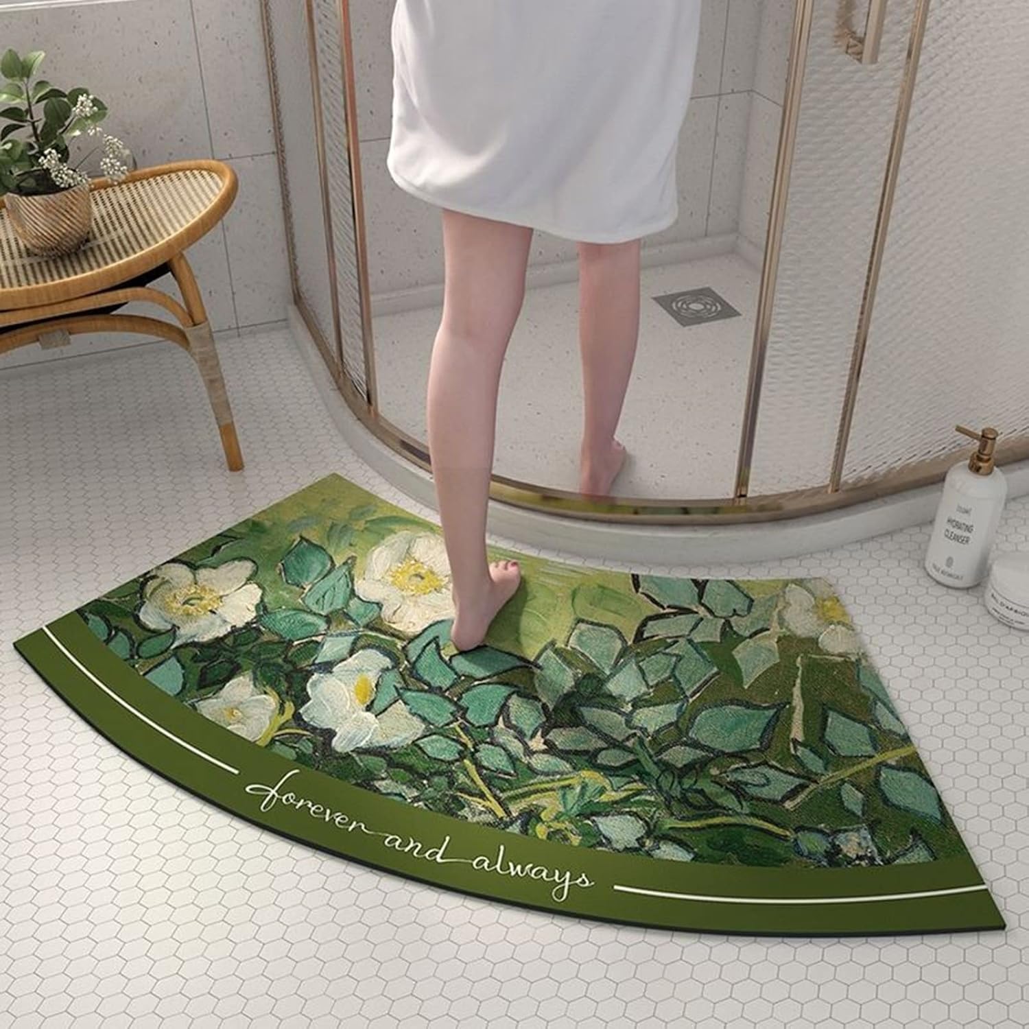 Curved Bathroom Rugs Bath Mat for Round Shower, Super