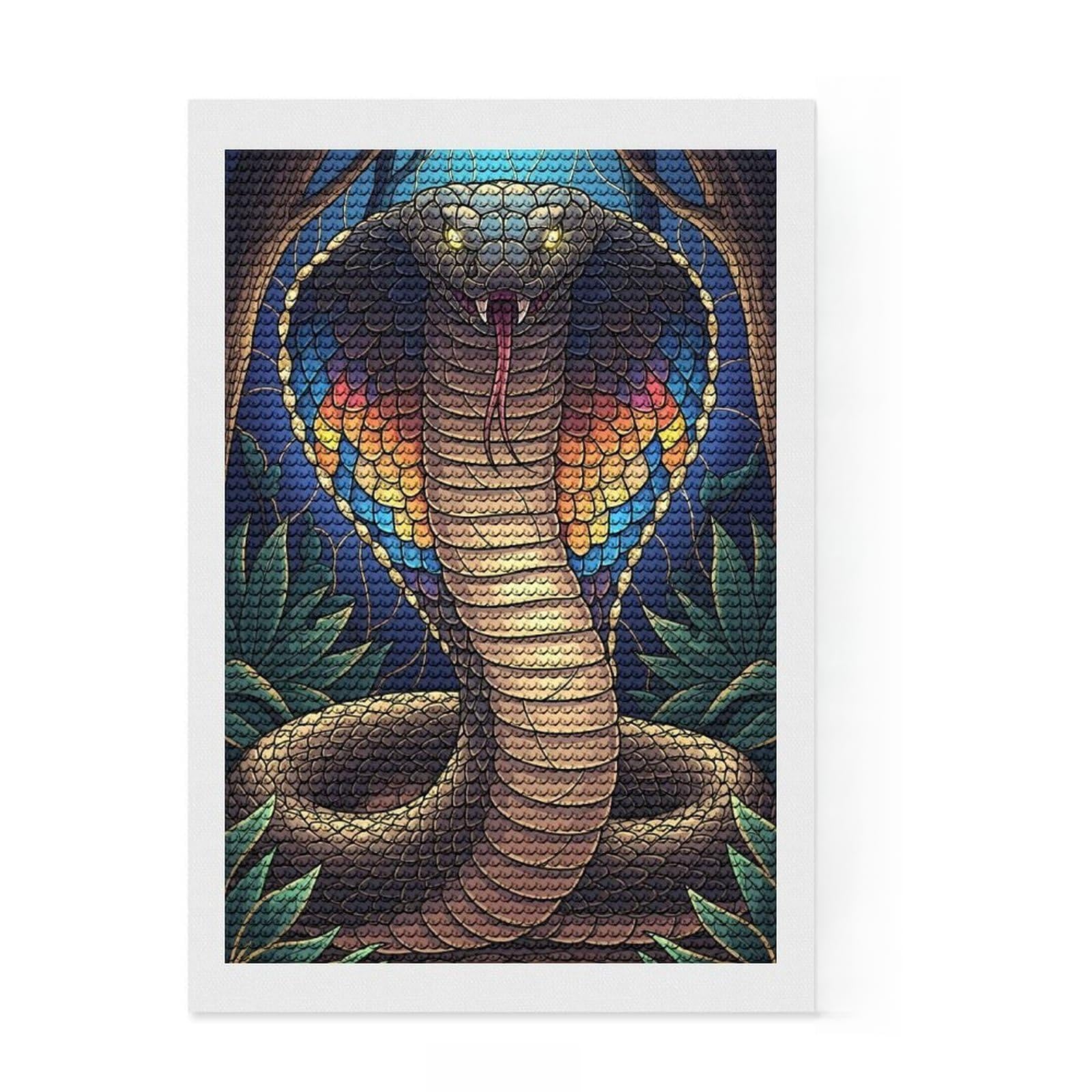 Junmoney Colorful Cobra Snake Illustration Diamond Painting Kit 8"x12", Easy to Follow Symbols, Stress Relief Craft, Farmhouse Decor, Birthday Gift