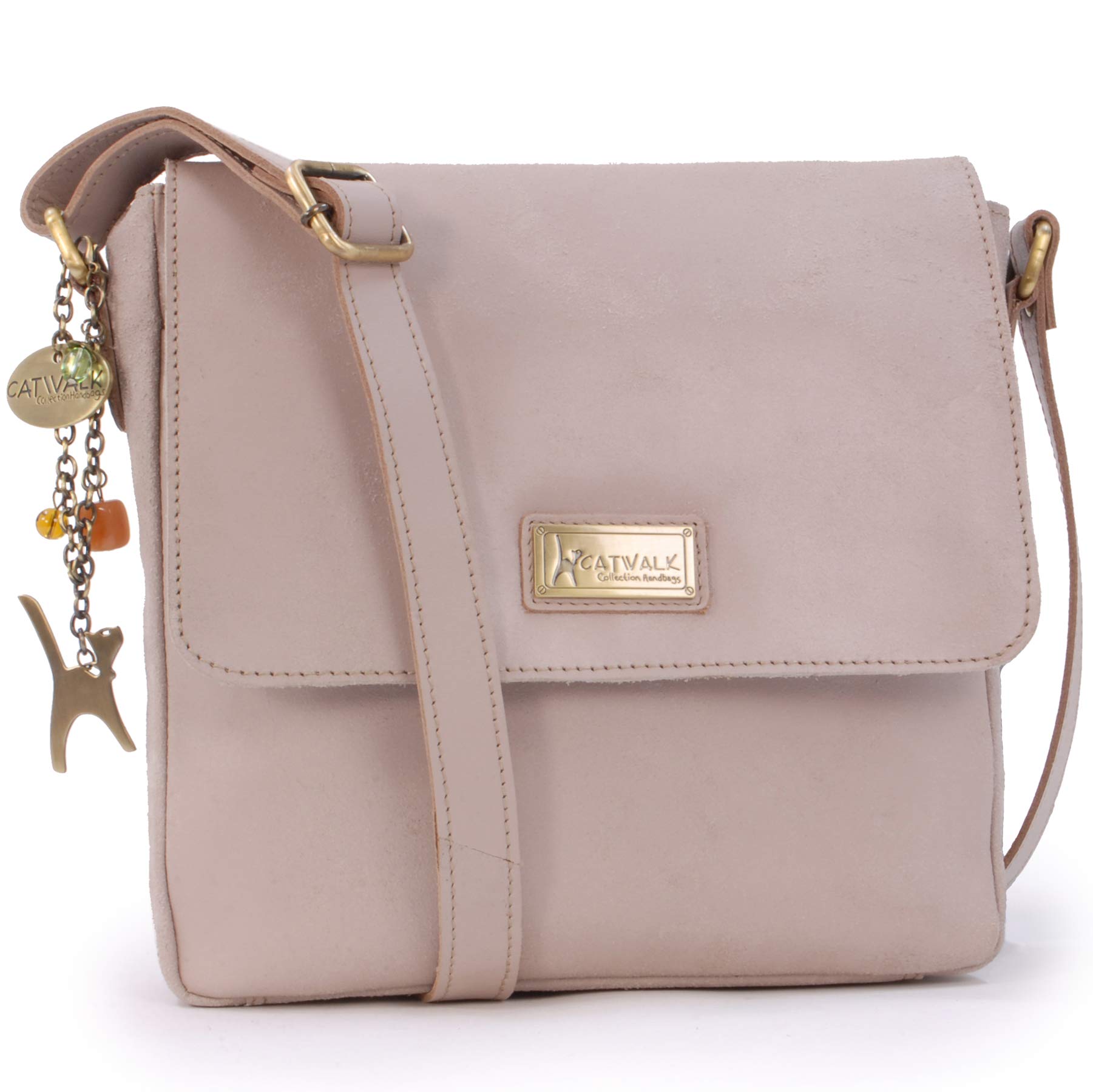 Catwalk Collection Handbags - Bolso Bandolera de Mujer - Bolso Cruzado Mediano de Piel - Messenger Bag de Cuero Envejecido - Sabine M
