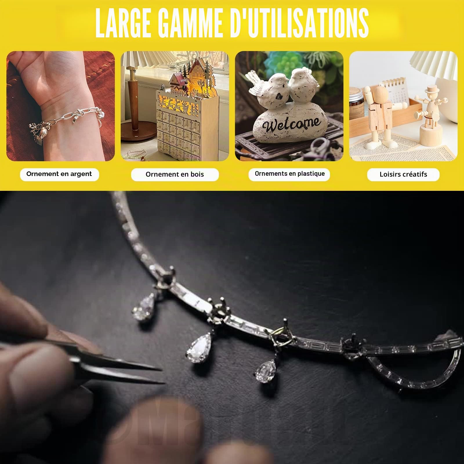 Lot de 14 scies professionnelles 3 en 1 pour bijoutier: collier de serrage en V, cadre scie réglable, lames chantourner