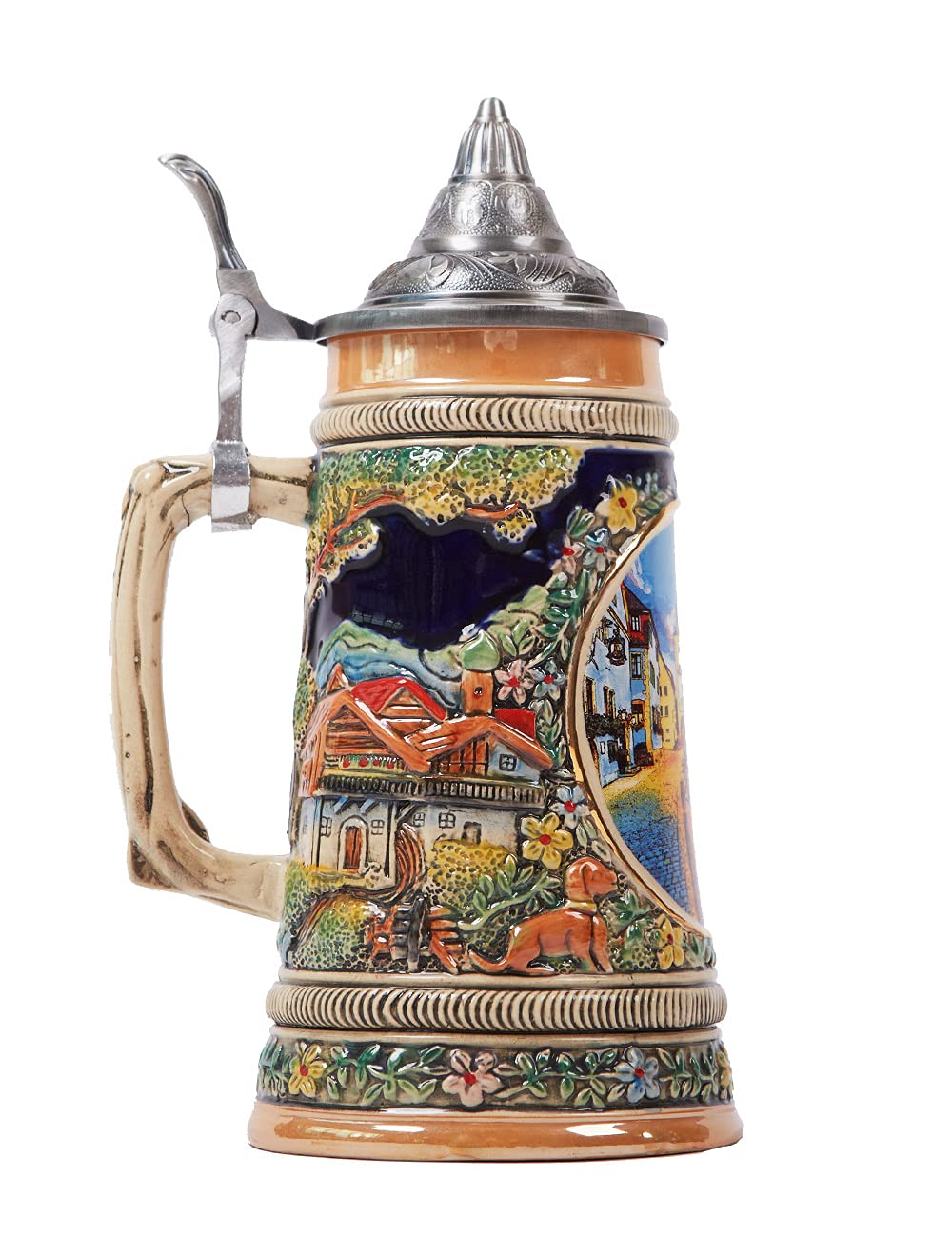 Bierkrug Mit Deckel Deutscher Bierseidel Steinkrug Oktoberfest Trinkbecher Bayern Geschenk Für Männer Vater Bierliebhaber Keramik 600ml