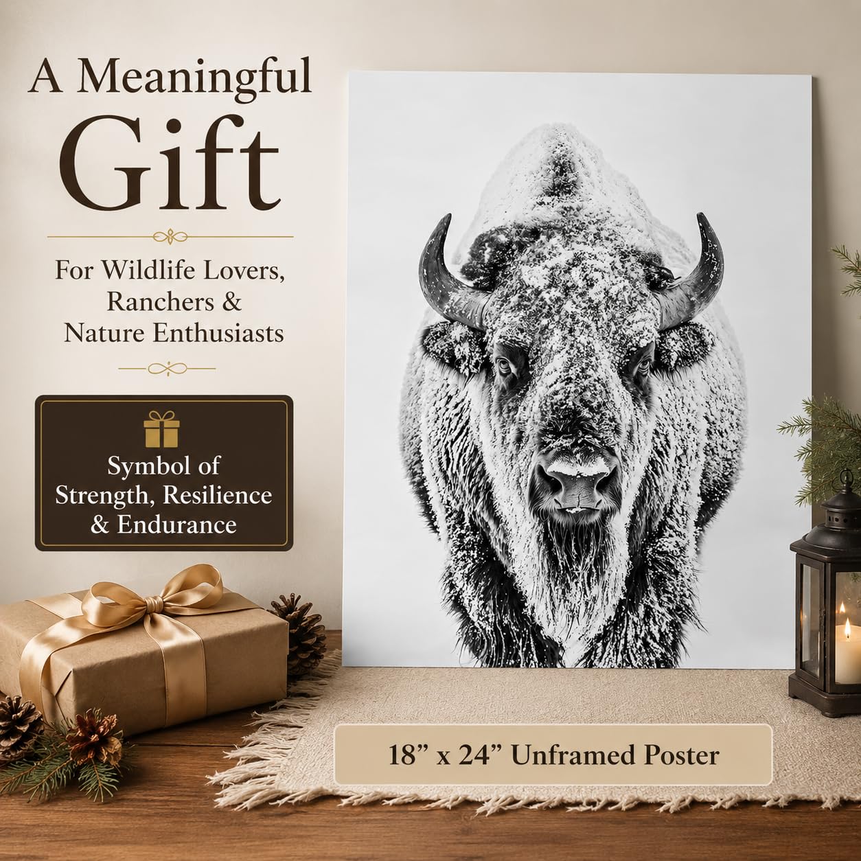 Amazon.com: Against All Odds - Majestic Bison Covered in Snow