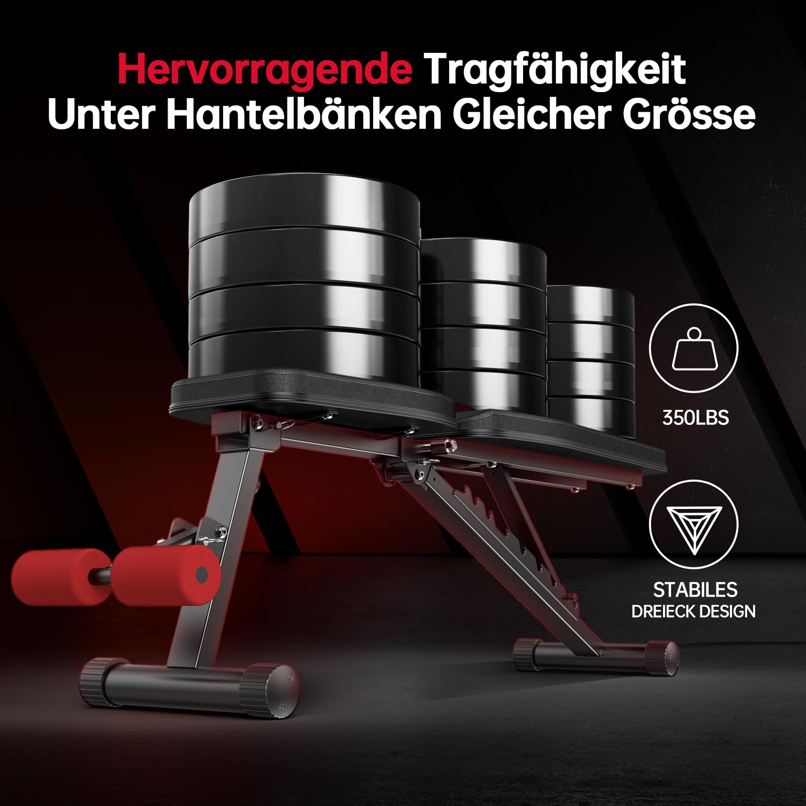 PASYOU Hantelbank Klappbar 10-Fach Verstellbar 90° Grad vertikal Multifunktions Trainingsbank für Ganzkörper-workout Bauchtrainer Schrägbank