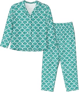 Women'S Pajama Set,2 Piece Lounge Sleepwear Long Sleeve Long Pants-Aquamarine Glitter1