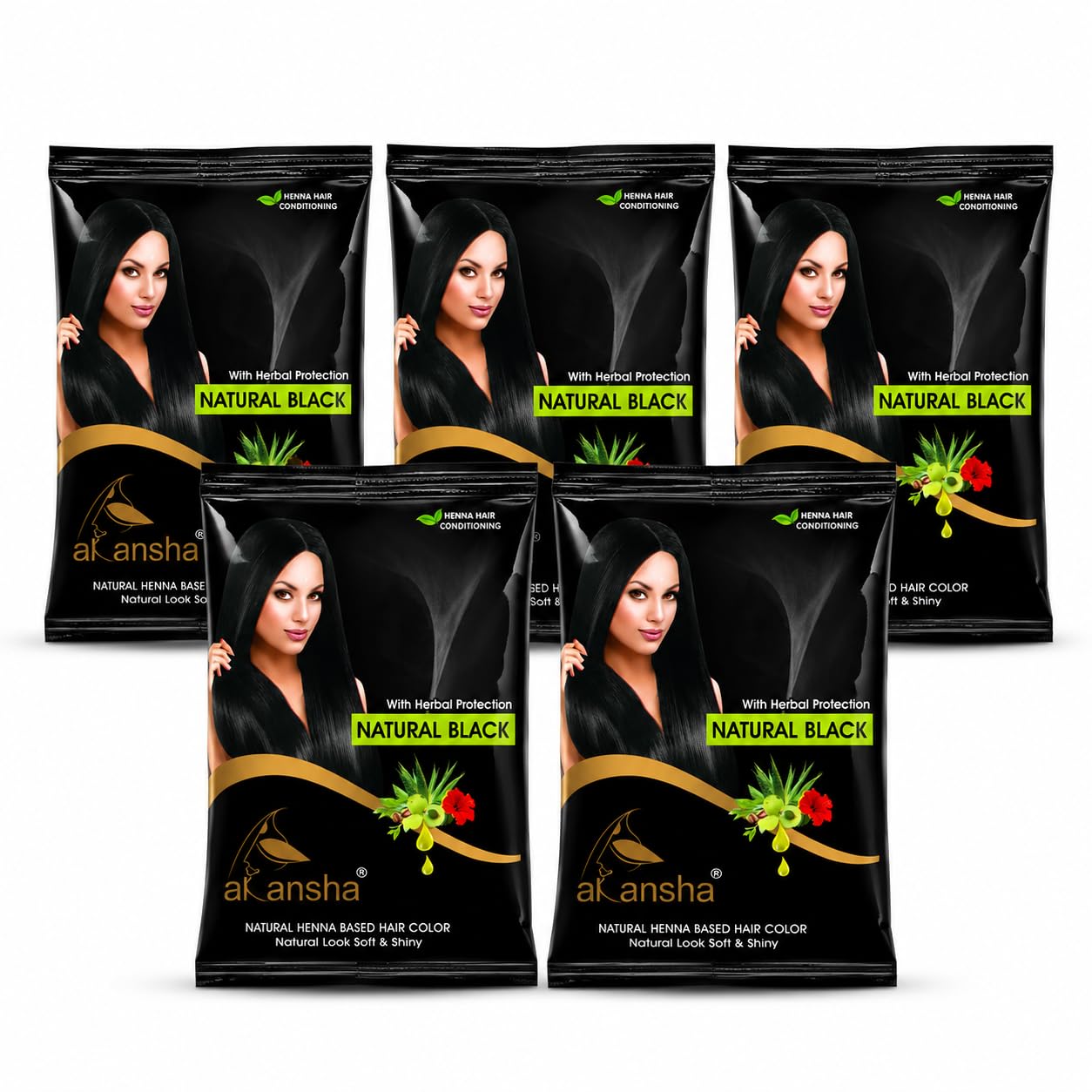 AKANSHA Natural Black Henna Powder With Amla, Bhringraj, Shikakai For Soft and Shiny Hair (Pack of 5, 20g each)-picture-27