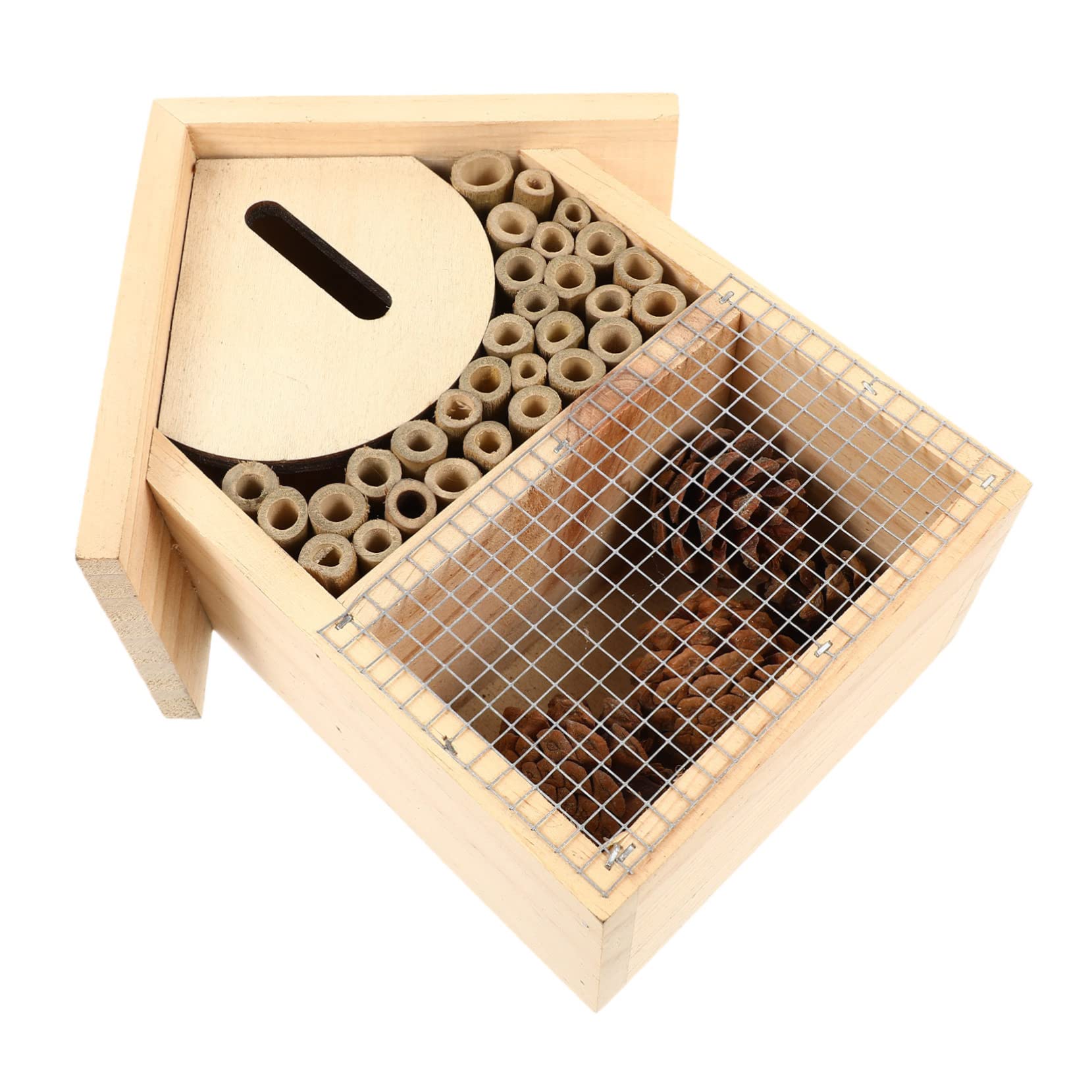 KisangelWooden Insect House Native Leafcutter Outdoor Hotel Wooden Habitat Insect Nest Hollow Tubes Hive Garden Hotel Nesting Tube Carpenter House Ladybug House Mason Hive Hanging Decorate