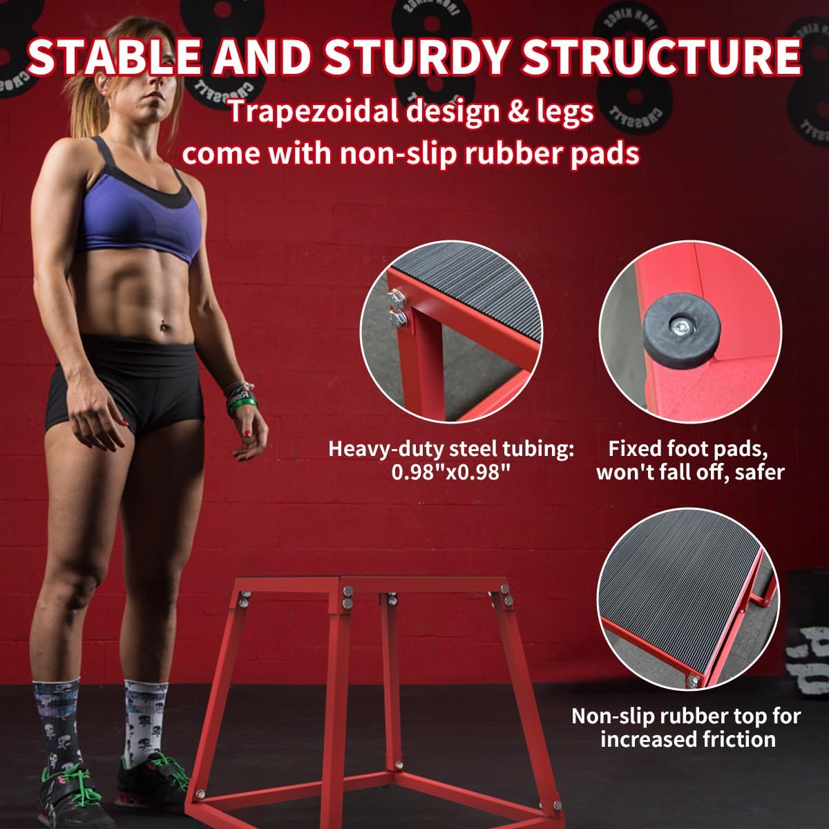 GarveeHome Stackable Steel Plyometric Jump Box Set – Multi-Height 12/18/24/30in Platforms – Anti-Slip Surface – Dur