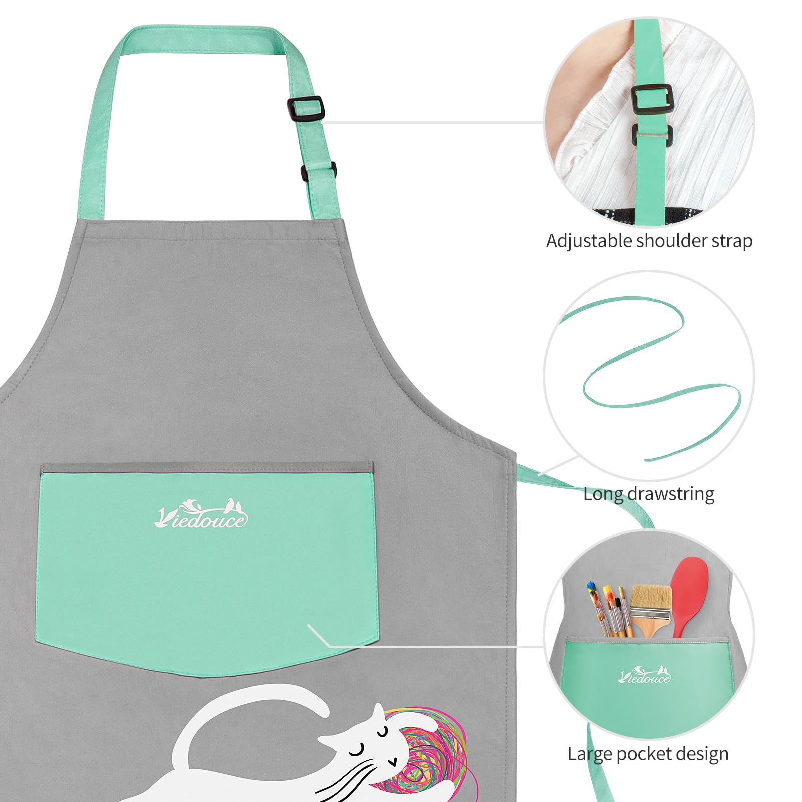 VALICLUD Kinderschürze – 39x53 Cm, Baumwolle, Mit Taschen, Für Kochen, Backen, Malen & Gartenarbeit (Farbe Sortiert)