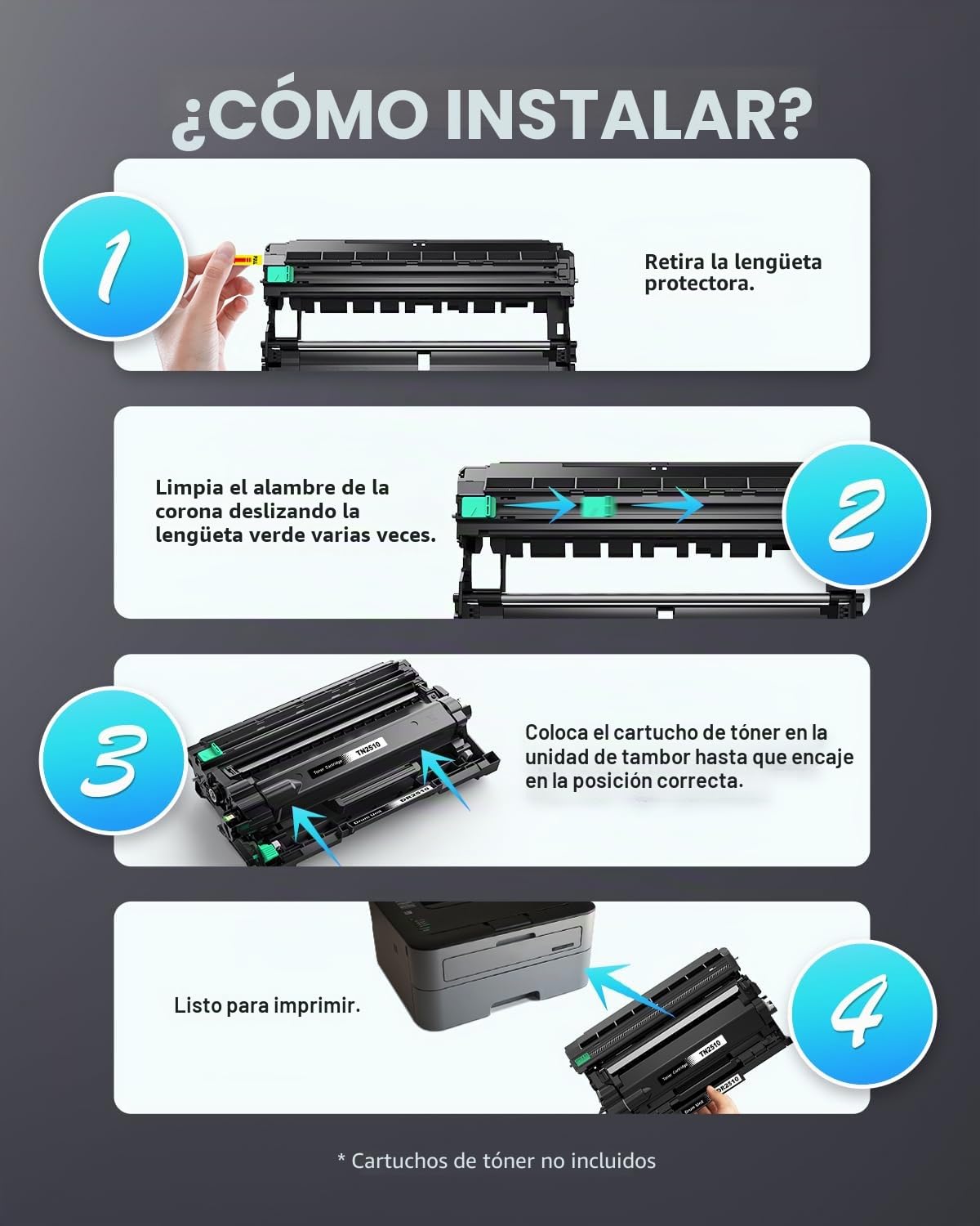 INK4U DR2510 Tambor Compatible para Toner Brother DR2510 Tambor para Brother HLL2400DW HLL2445DW HLL2400DWE,DCPL2660DW DCPL2620DW DCPL2665DW,MFCL2800DW MFCL2860DW MFCL2827DWXL
